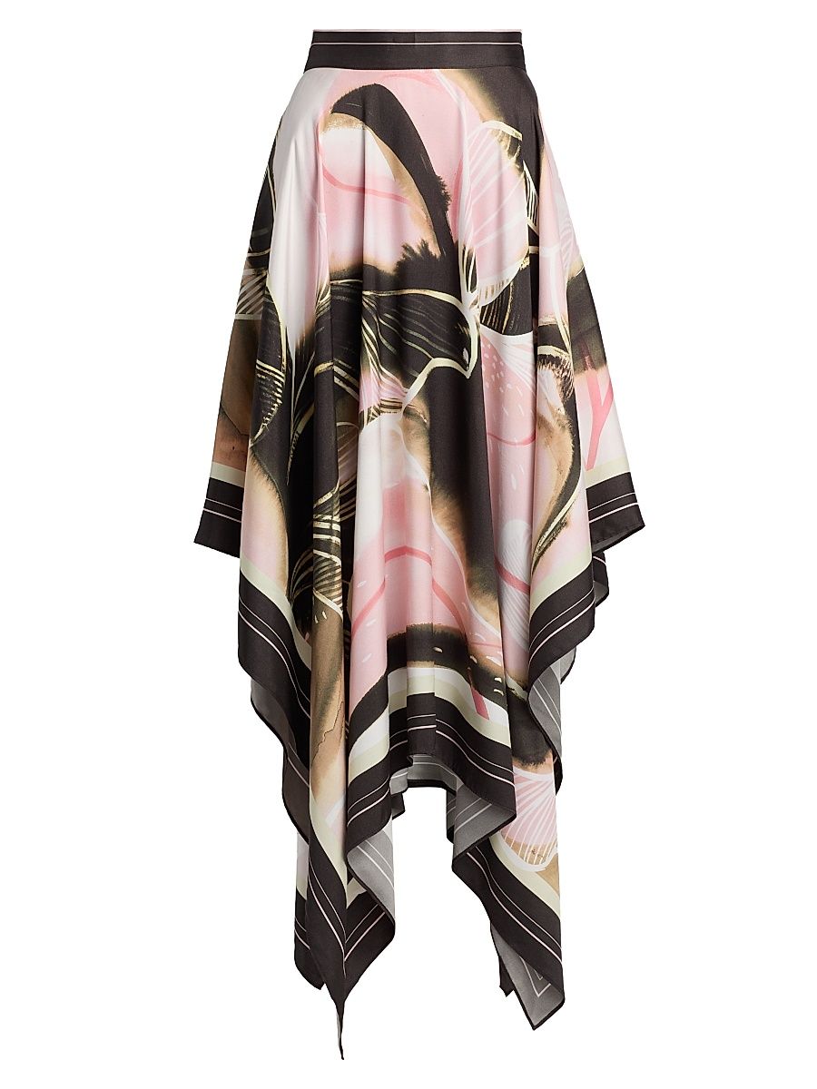 Women's Letty Printed Scarf Midi-Skirt - Gaudis Garden - Size 0