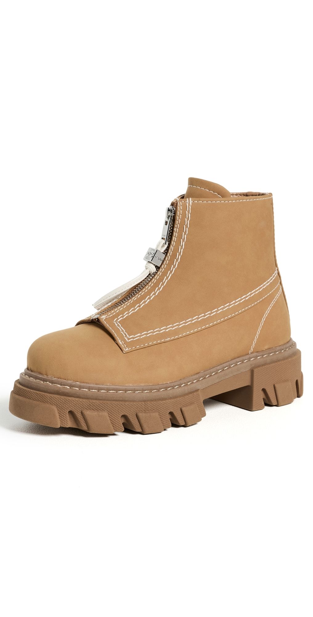 GANNI Cleated Zip Boots Brown Sugar 37
