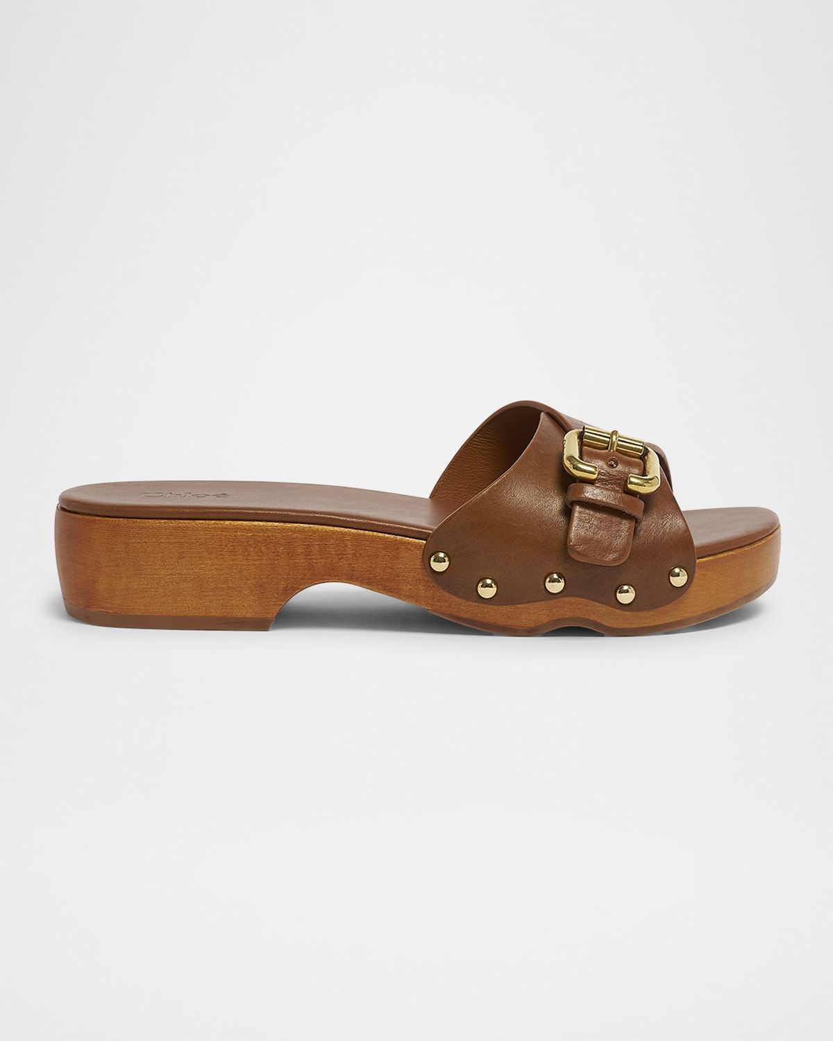 Jeannette Leather Buckle Clog Sandals