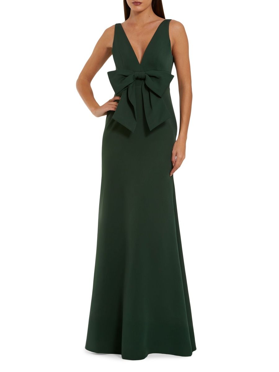 Mac Duggal Women's Bow-Detailed Column Dress - Emerald - Size 16