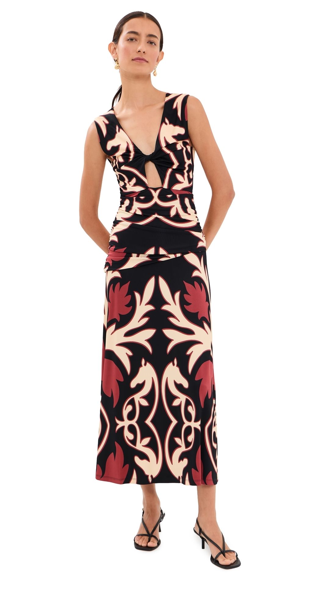 Johanna Ortiz Horizonte Mistico Midi Dress BLACK / ECRU 4
