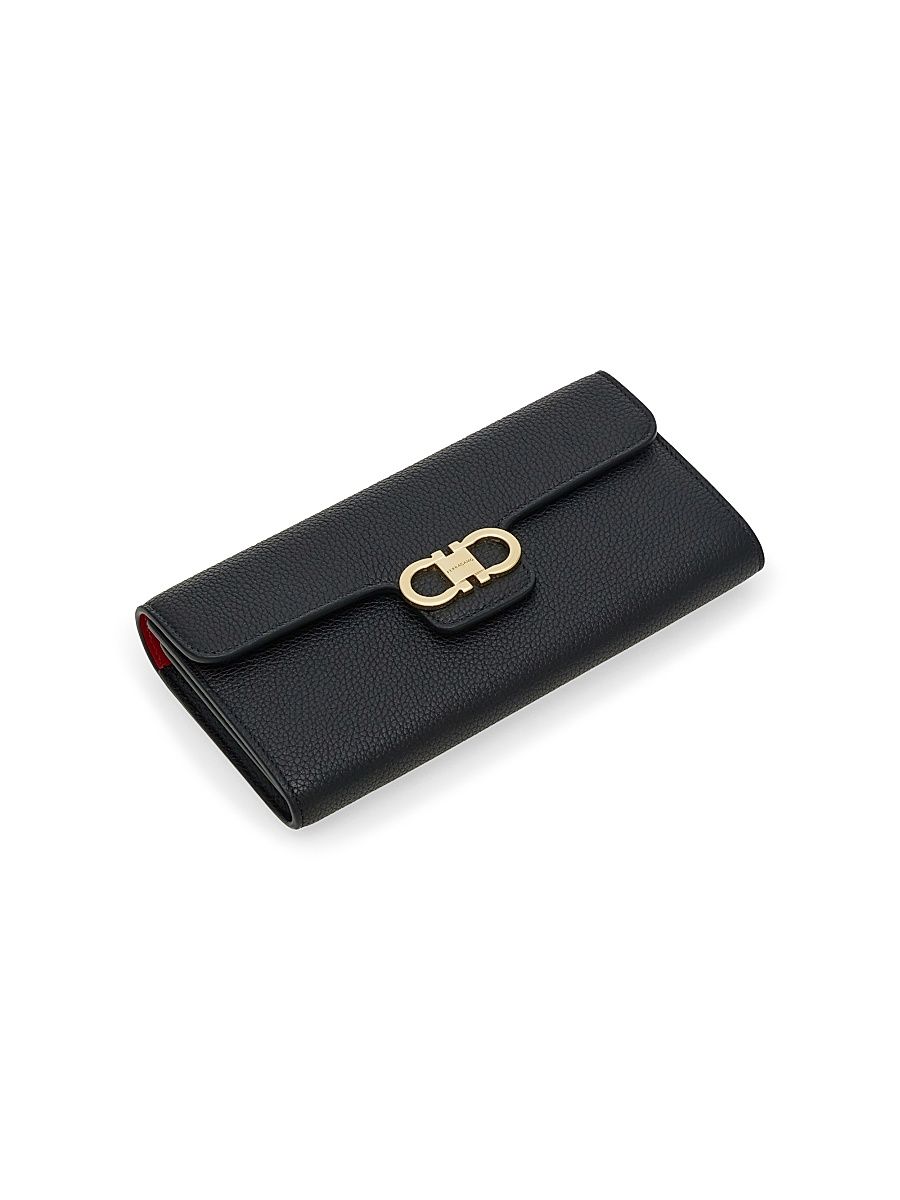 Women's Textured Leather Wallet - Nero Flame Red