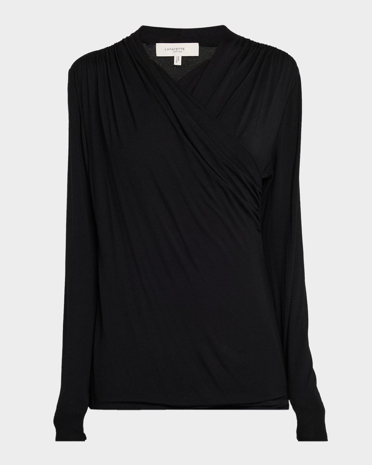 Draped Wrap-Front Viscose Jersey Top