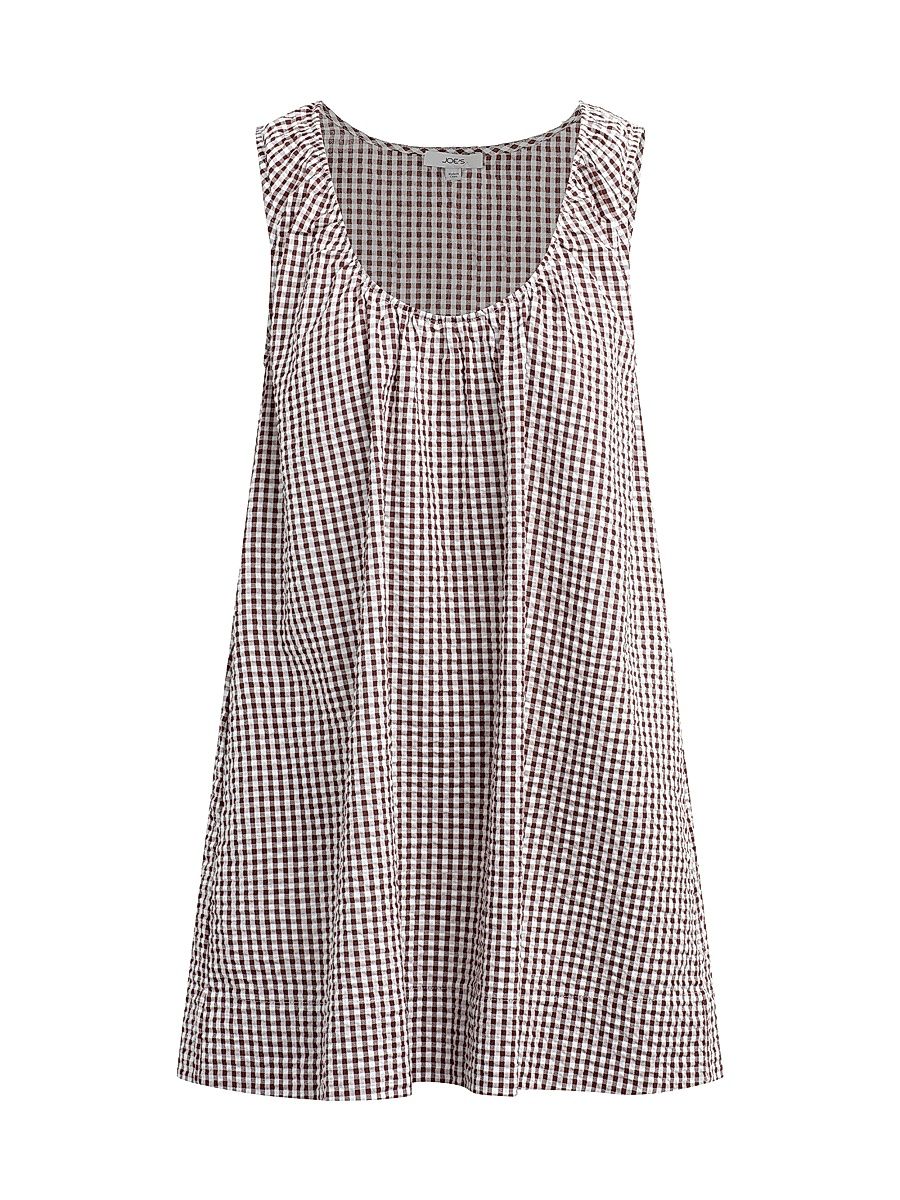 Women's Ana Gingham Cotton-Blend Shift Minidress - Macchiato Gingham - Size XS
