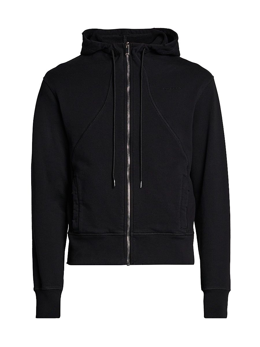 Men's Full-Zip Cotton Hoodie - Black - Size XXL