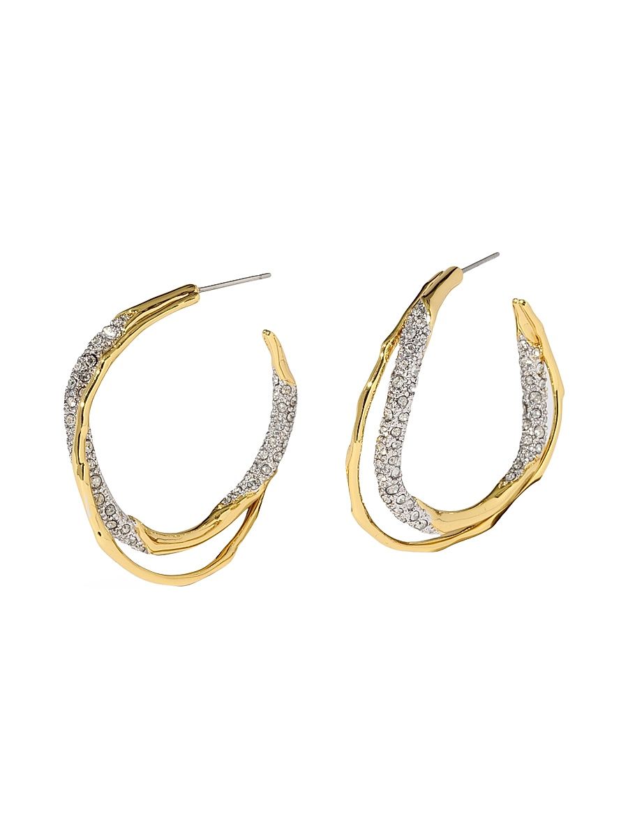 Women's Solanales Twist 14K-Gold-Plated, Rhodium-Plated & Glass Crystal Hoop Earrings - Gold