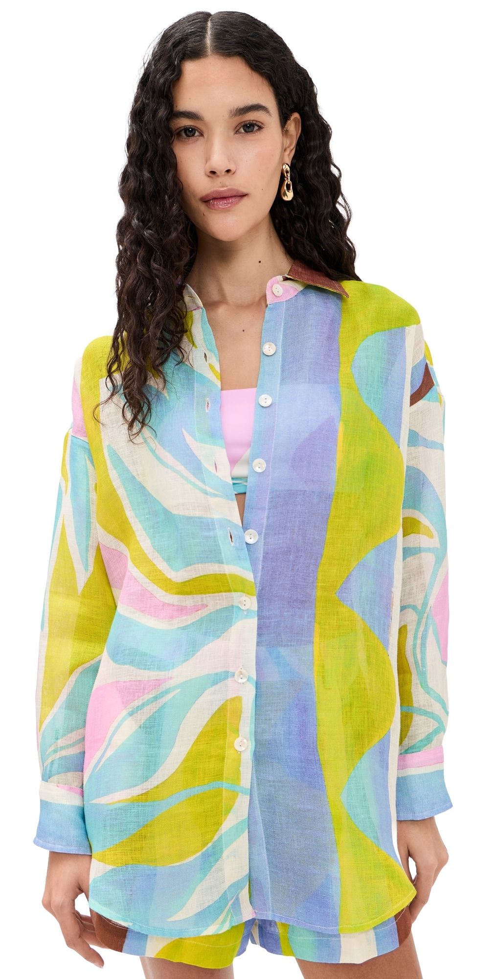 Vitamin A Playa Boyfriend Shirt Coast Colorblock L