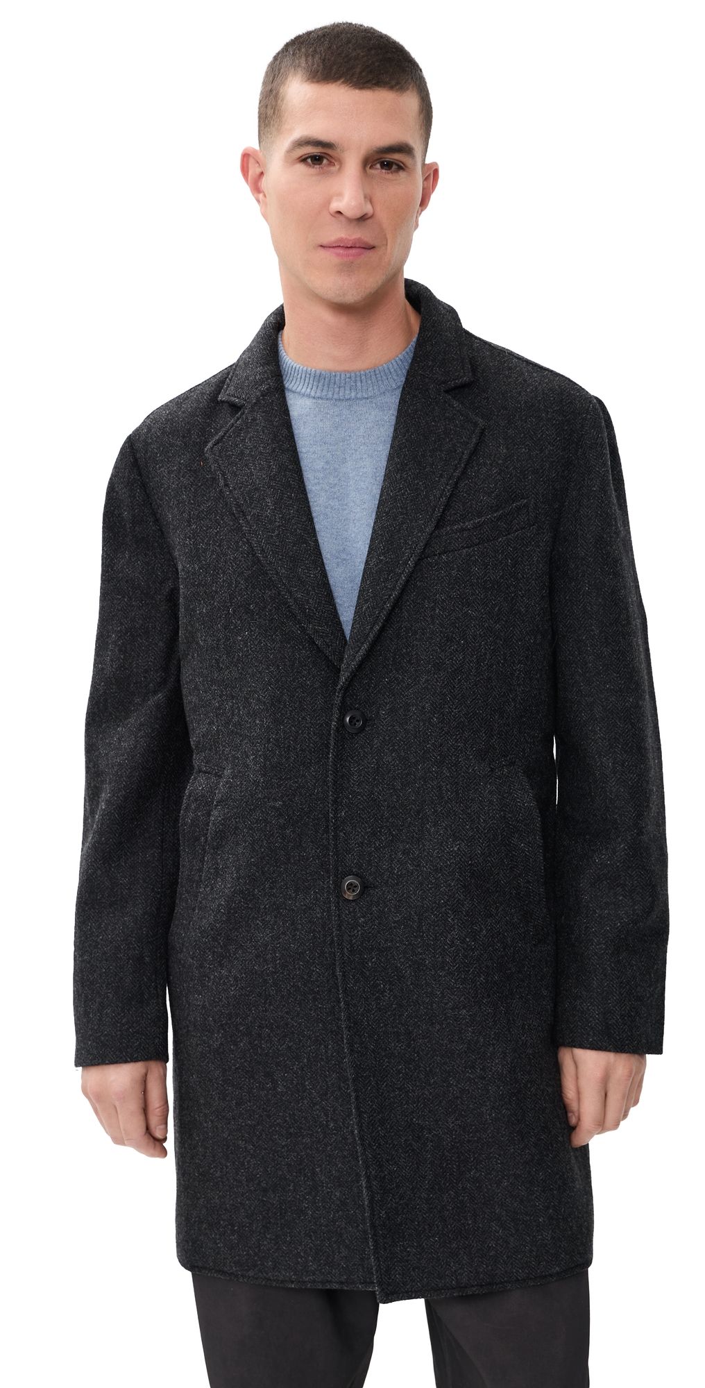 Billy Reid Herringbone Otto Overcoat Asphalt S