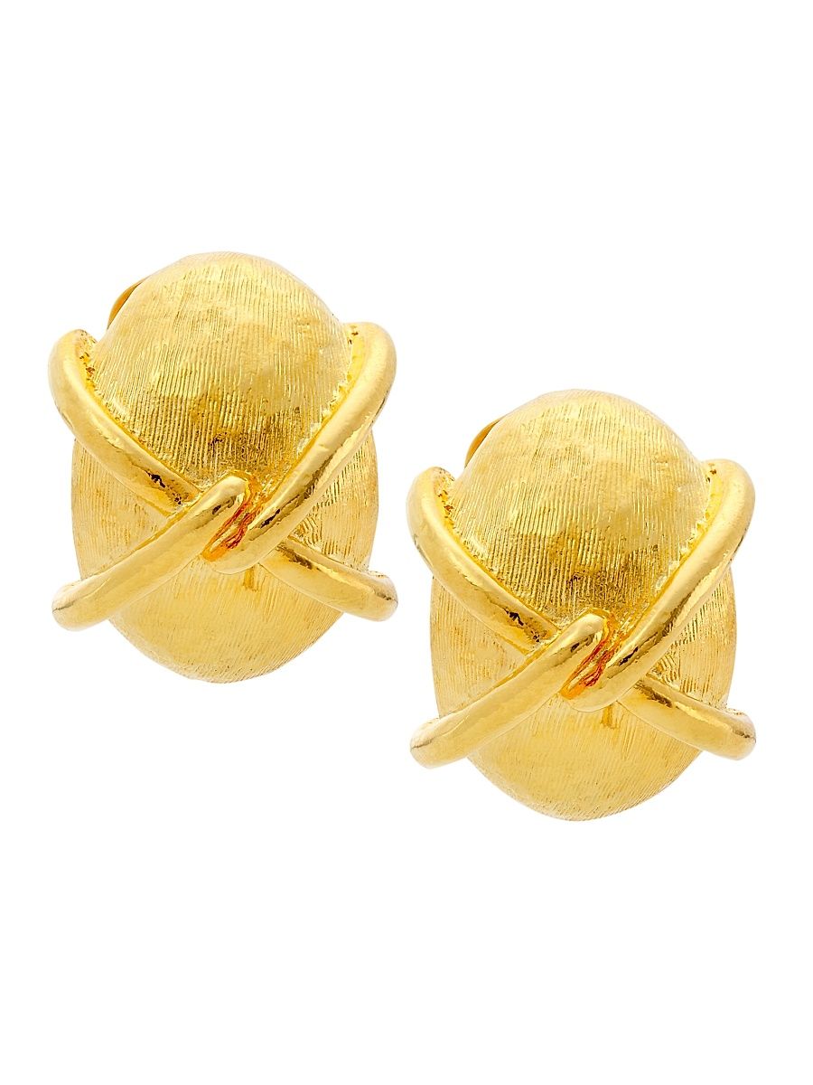 Women's X Button 22K Gold-Plated Earrings - Satin Gold