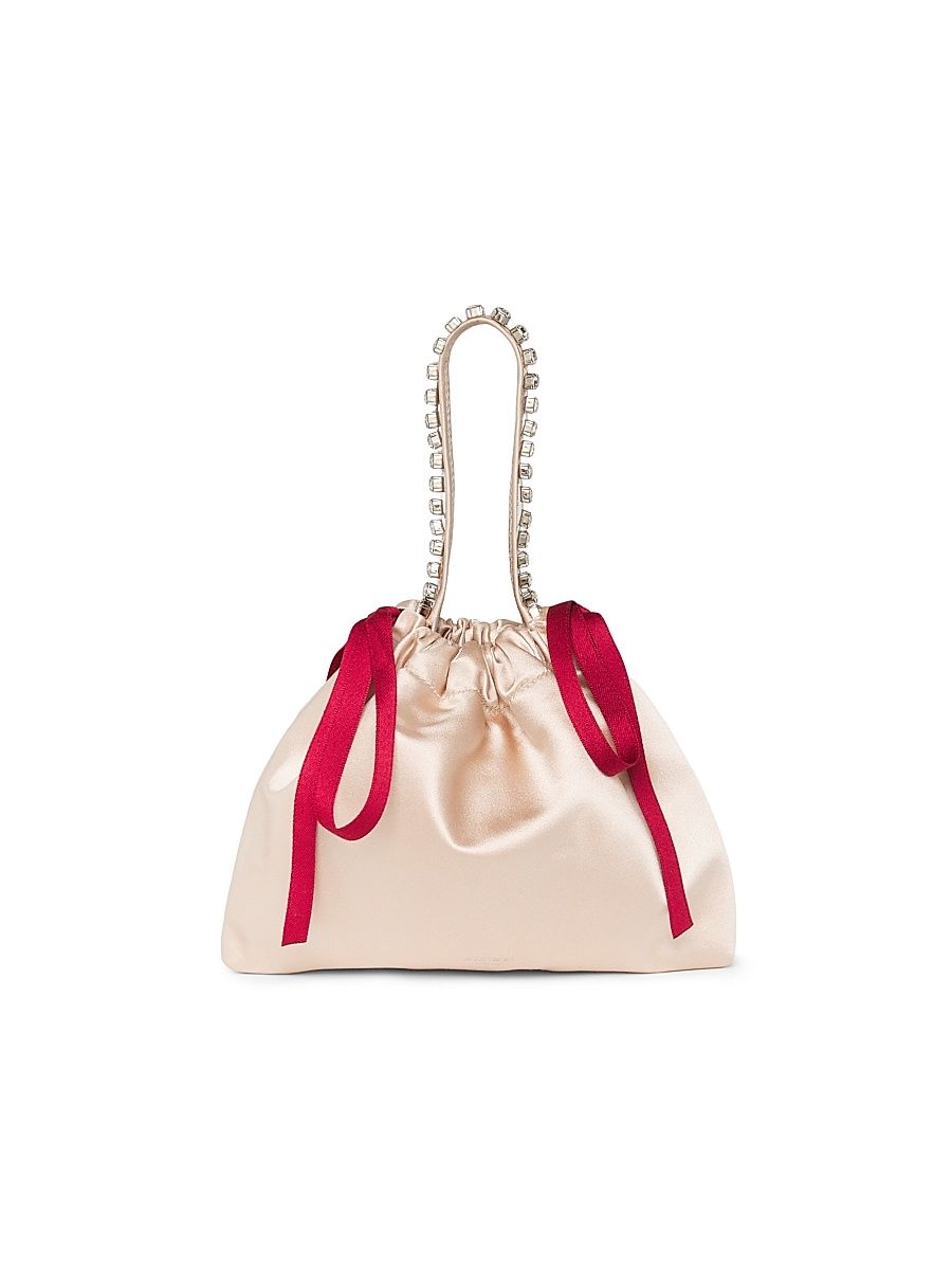 Women's Mini Satin Top Handle Bag - Macaron Ruby Red Silver