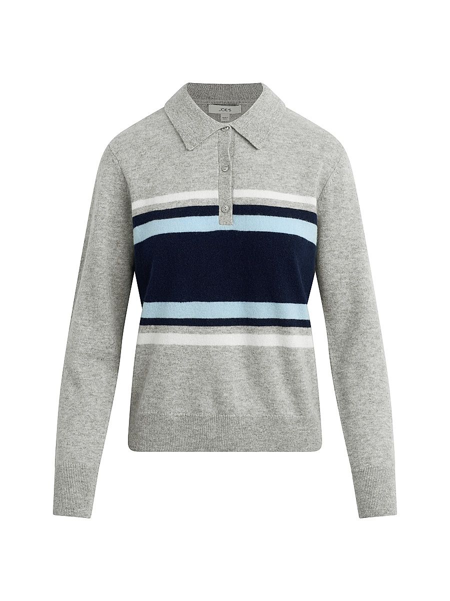 Women's The Long Sleeve Cashmere Polo Sweater - Heather Grey - Size XS