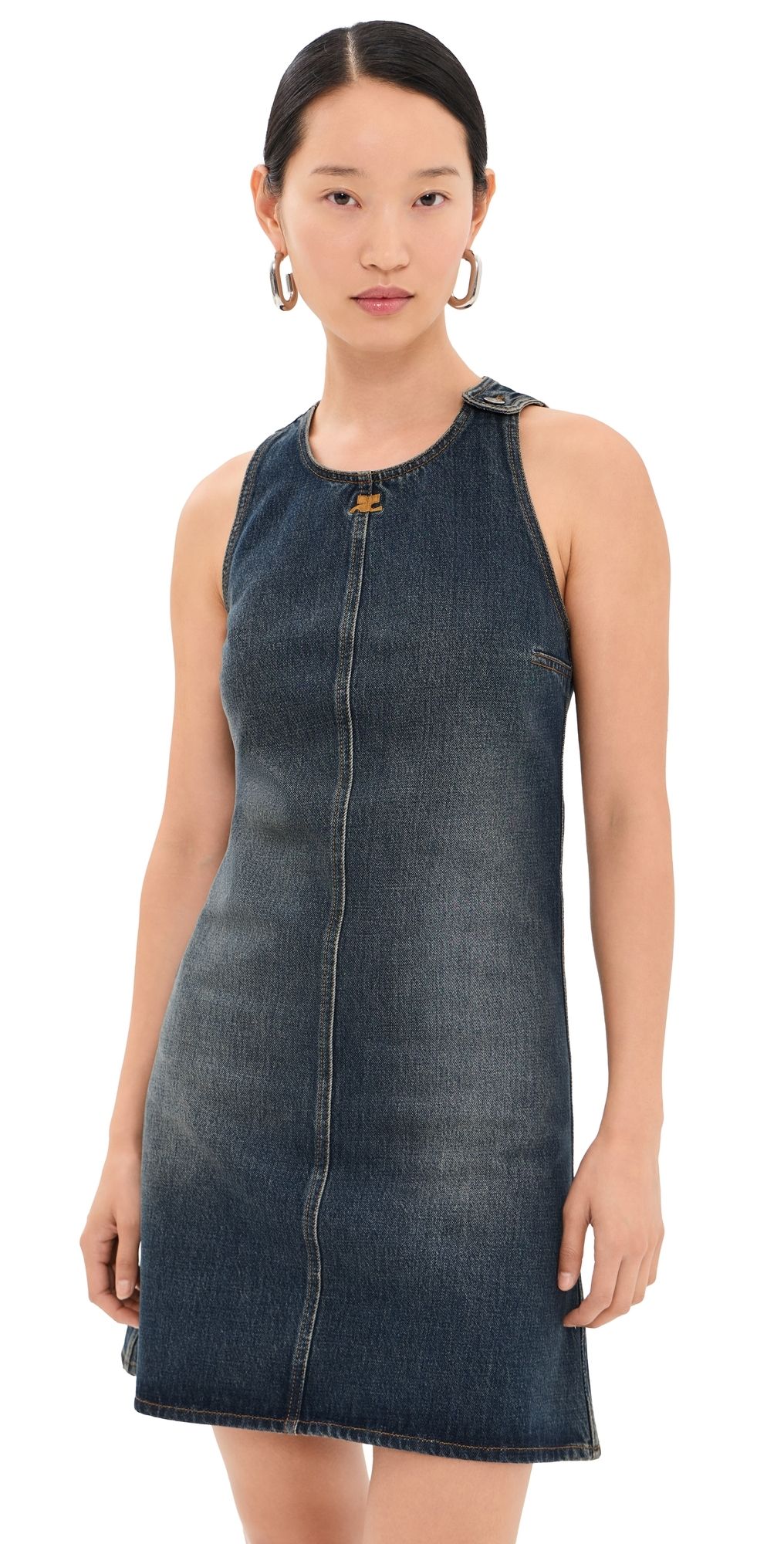 Courrèges Vintage Blue Denim A-Line Mini Dress Vintage Medium Blue 38