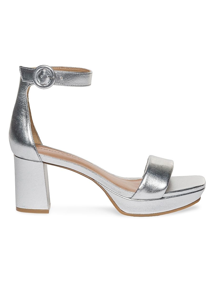 Women's Carla Leather Platform Sandals - Silver - Size 11
