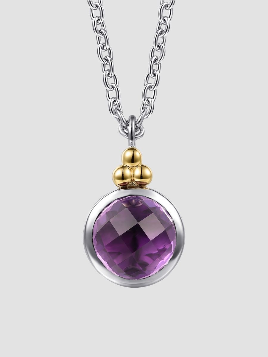 Gabriel & Co Women's Bujukan Sterling Silver, 14K Yellow Gold & Amethyst Pendant Necklace - Two Tone