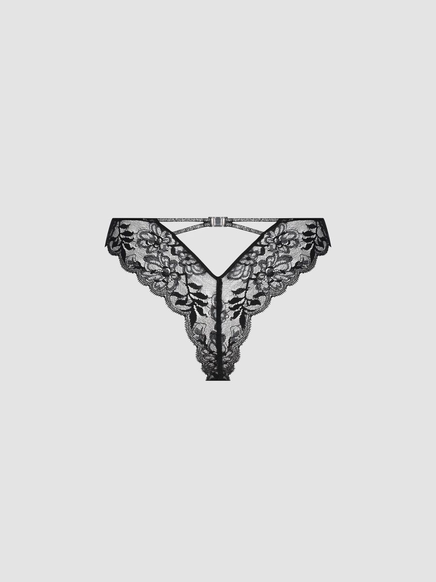 Lise Charmel Women's Cuir Sexy Couture Thong - Noir Argent - Size XL