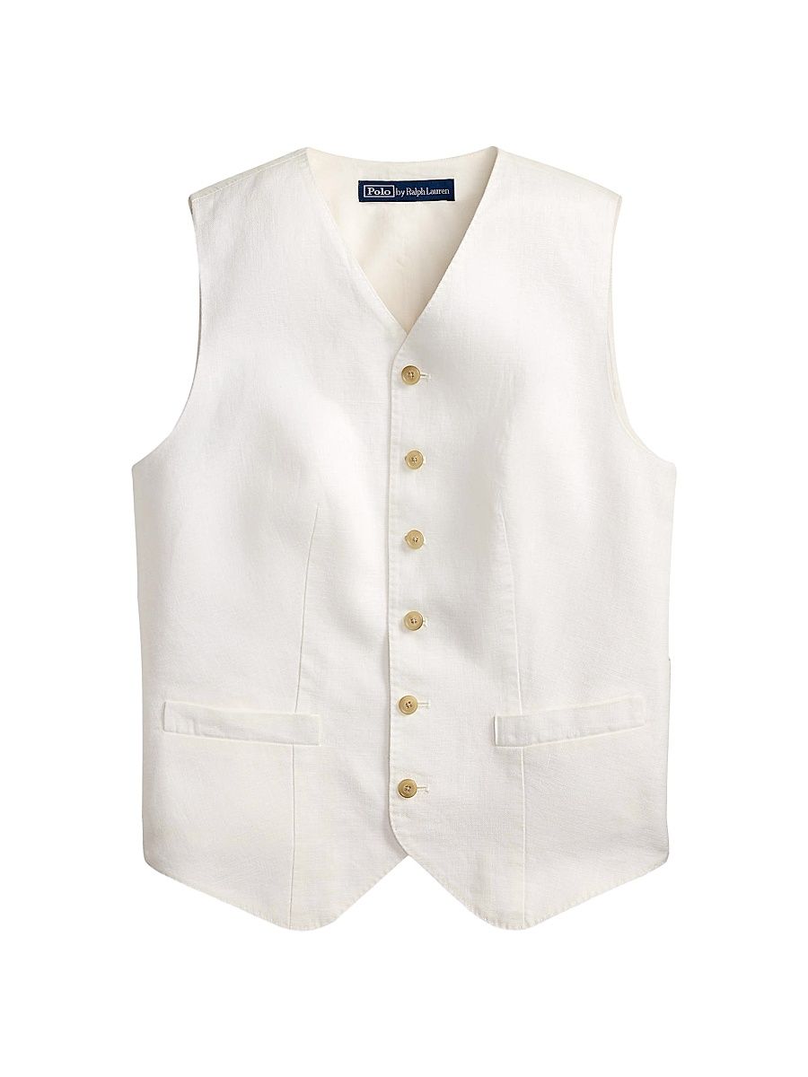 Women's Buttoned Linen Vest - Nevis - Size 8
