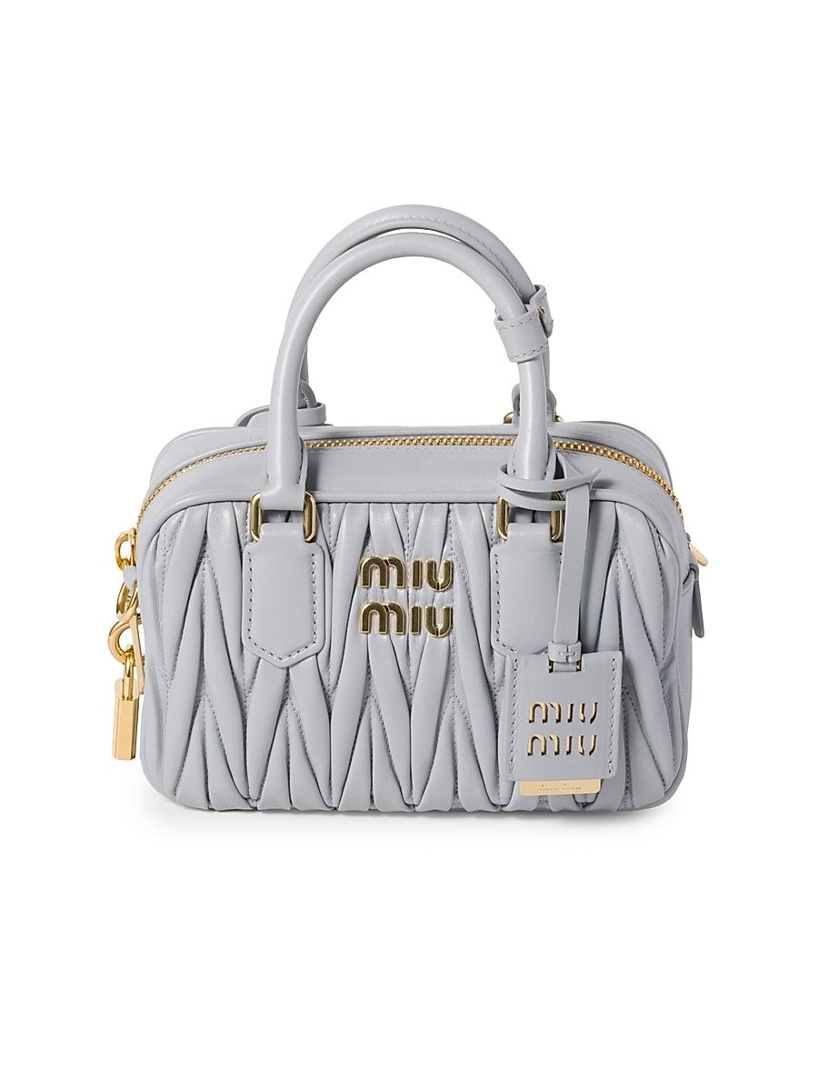 Women's Arcadie Matelassé Nappa Leather Top Handle Bag - Light Blue