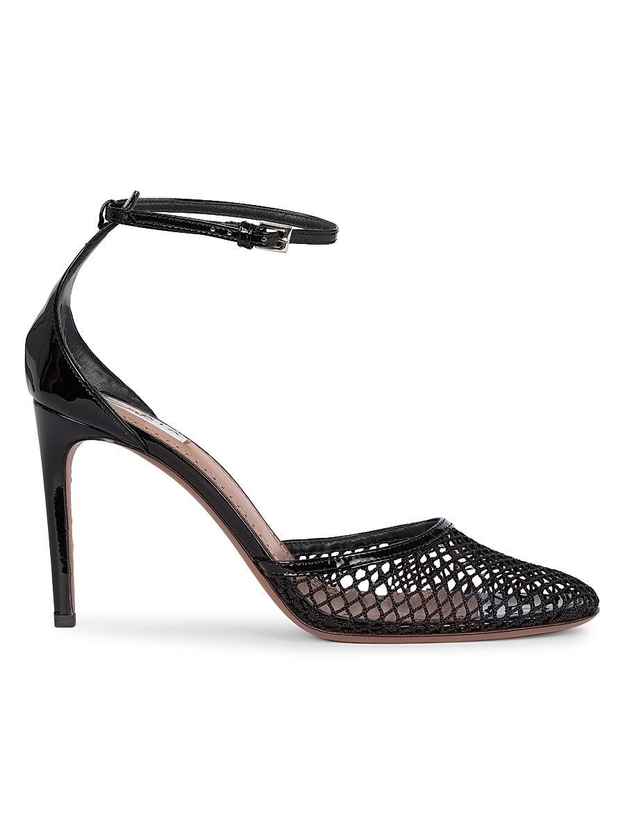 Women's 90MM Mesh & Leather Pumps - Noir - Size 5