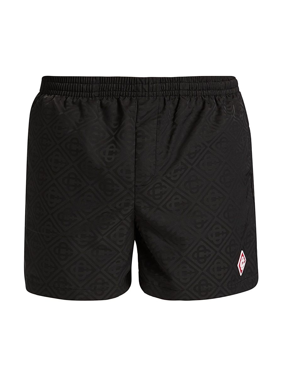 Men's Jacquard Swim Shorts - Black - Size XXL