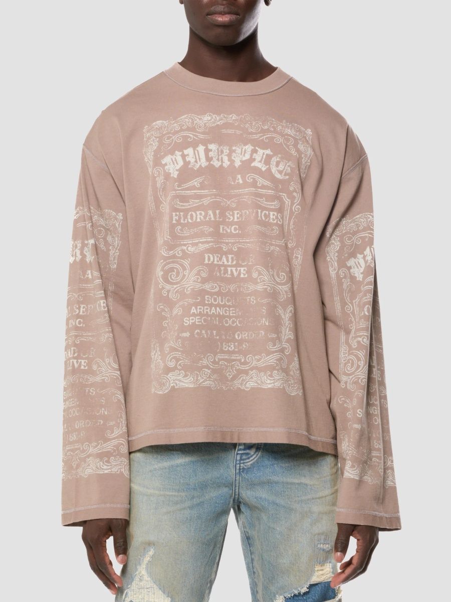Purple Brand Men's Graphic Flared Long-Sleeve Crop T-Shirt - Pink - Size XXL