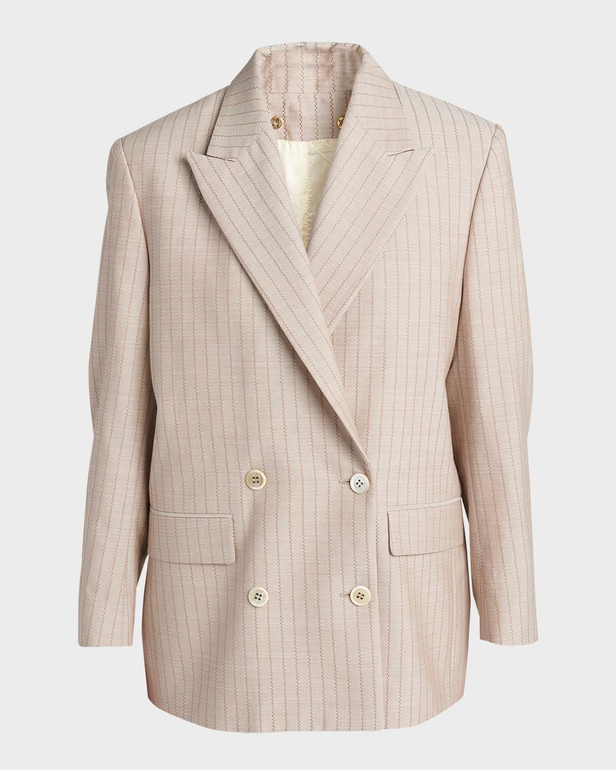 Stripe Jacquard Double-Breasted Blazer