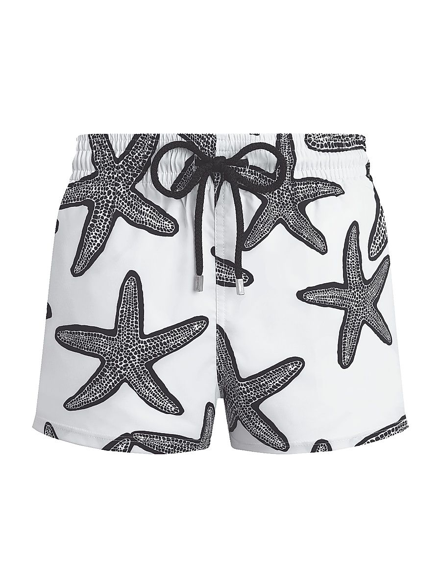 Men's Starlettes Printed Stretch Fabric Swim Shorts - Blanc - Size XL