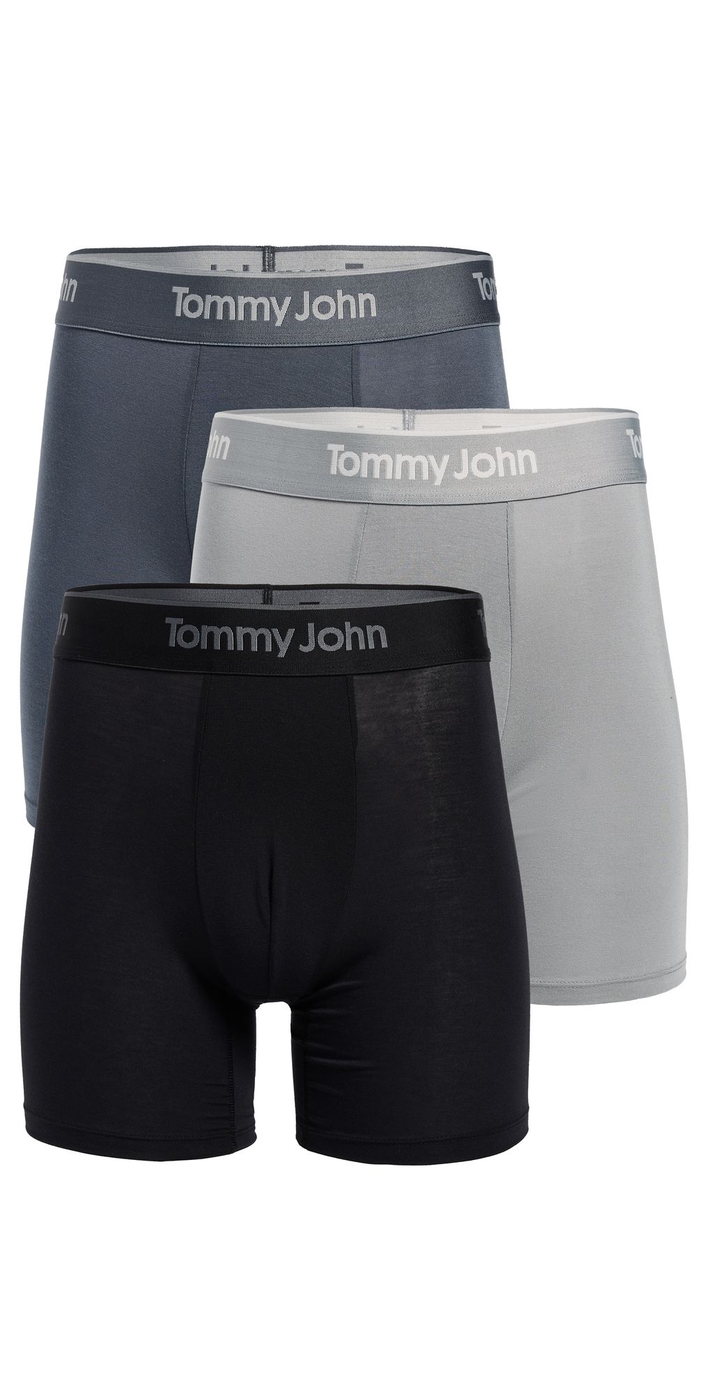 Tommy John Second Skin 6 Boxer Briefs 3 Pack Black/Turbulence/Monument S