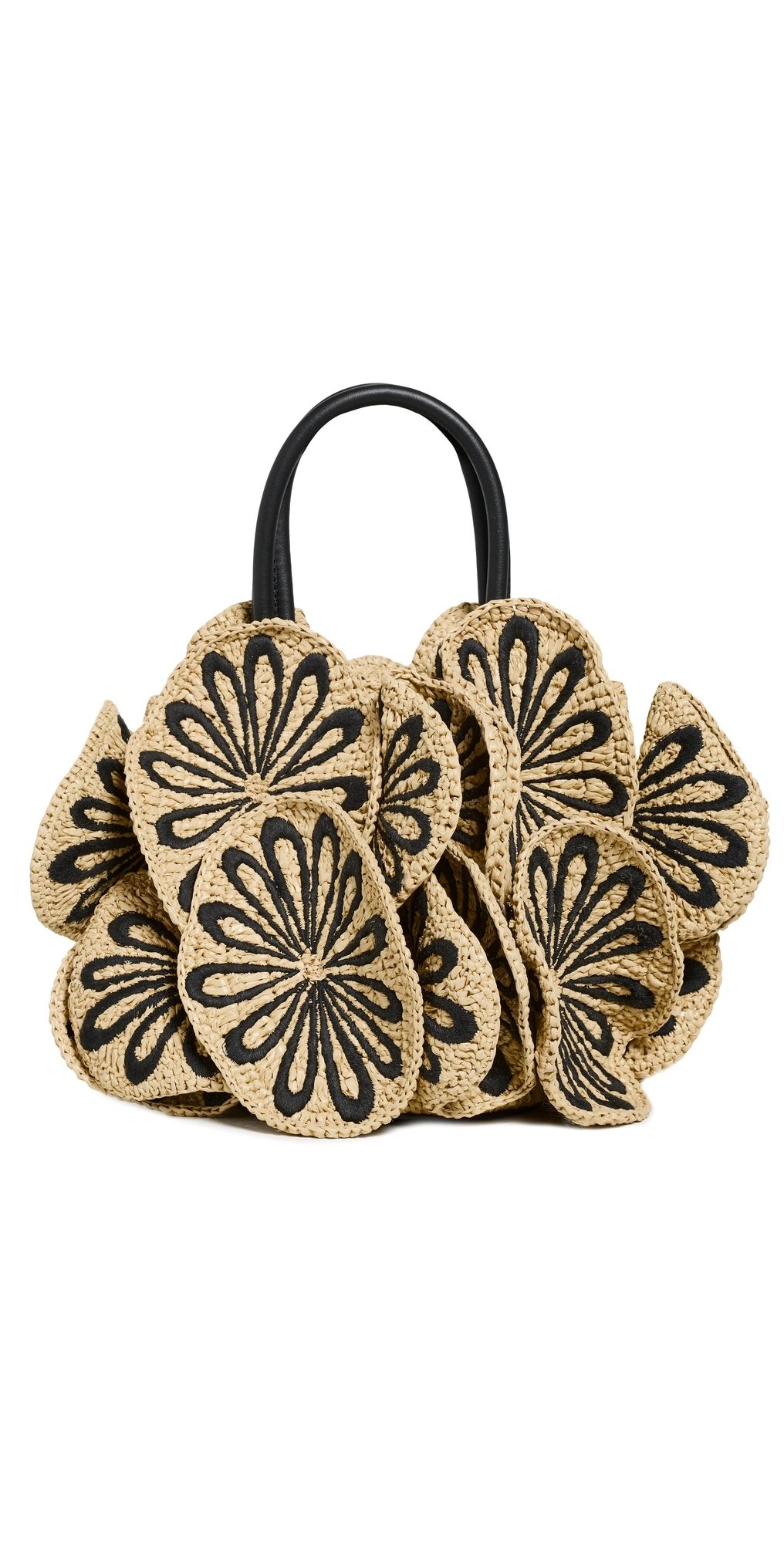 FARM Rio Raffia Flower Bag Black/Natural L0145 One Size