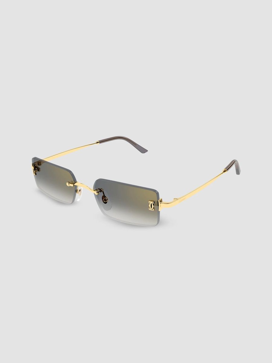 Cartier Women's C De Cartier 56MM 24-Carat Gold-Plated Rimless Rectangular Sunglasses - Gold