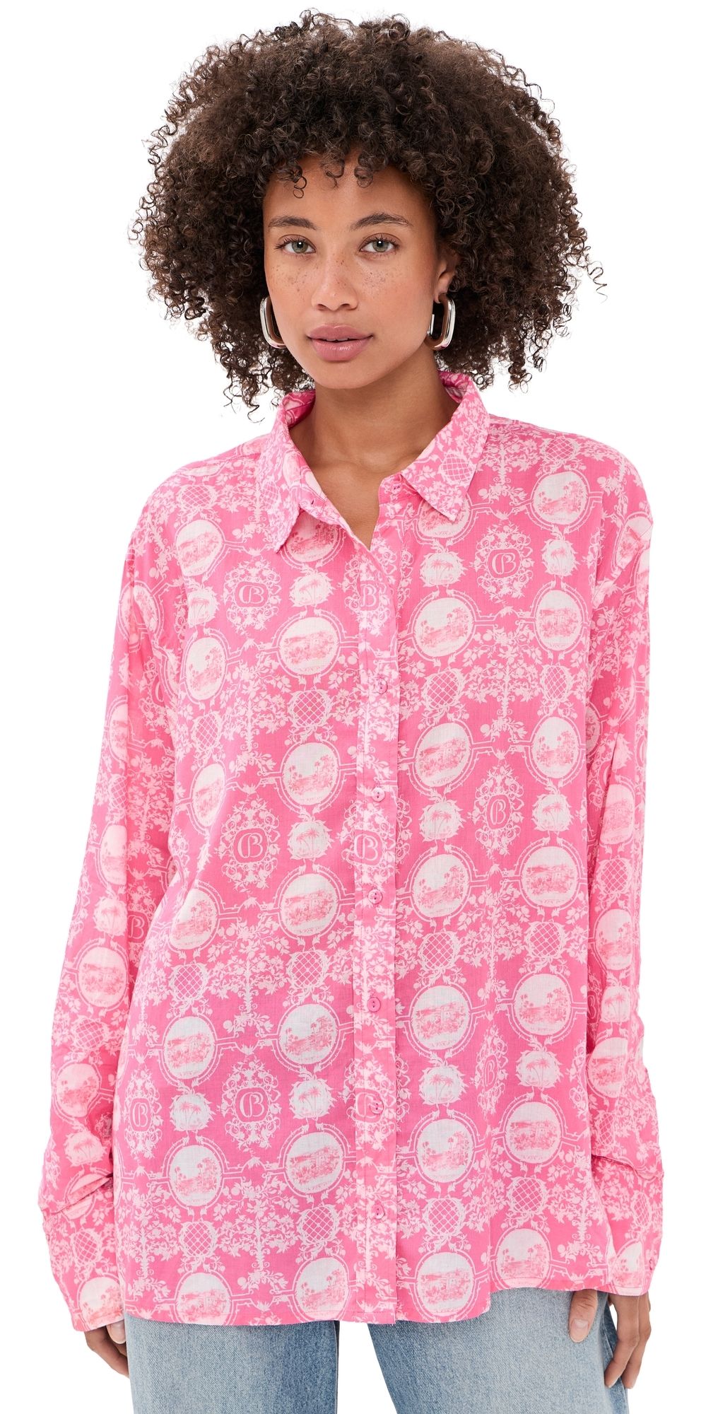 Coniglio Palm Beach Classic Button Down Shirt Vistas Paloma Pink One Size