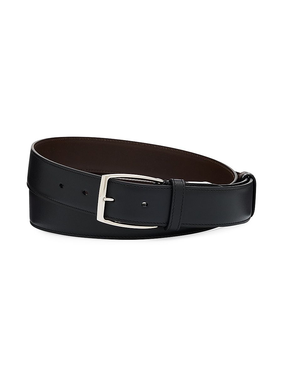 Men's Smooth Leather Belt - Black