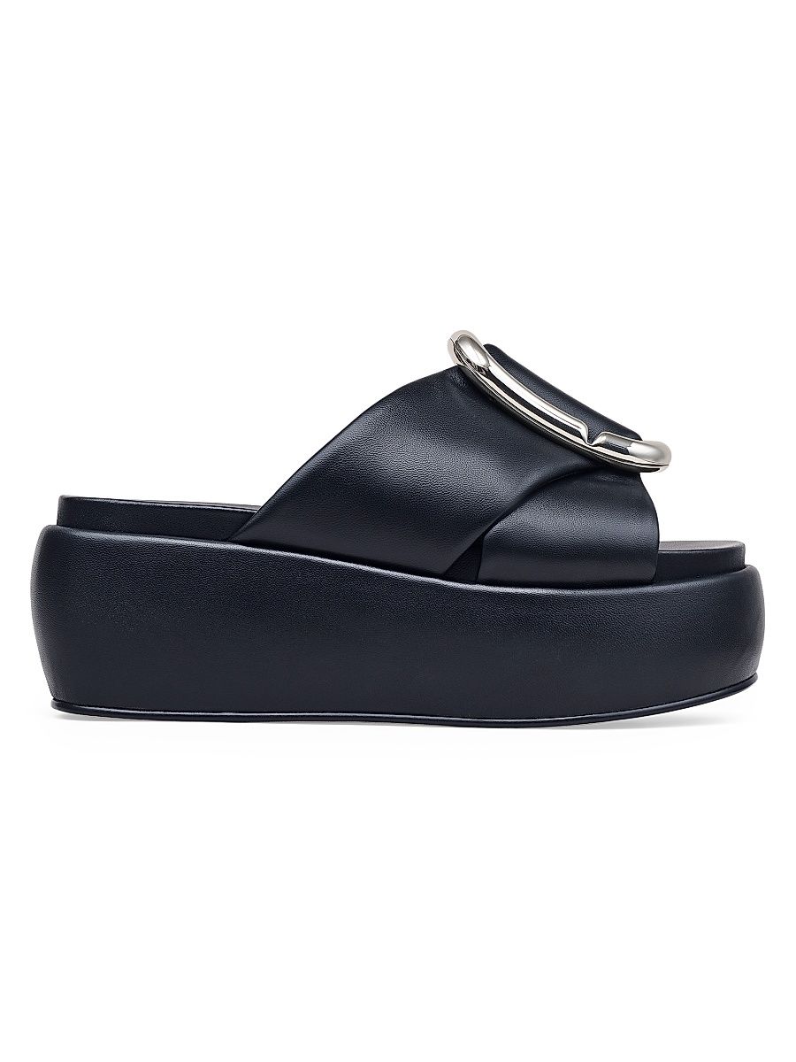 Women's Pop J 65MM Leather Platform Sandals - Black - Size 11