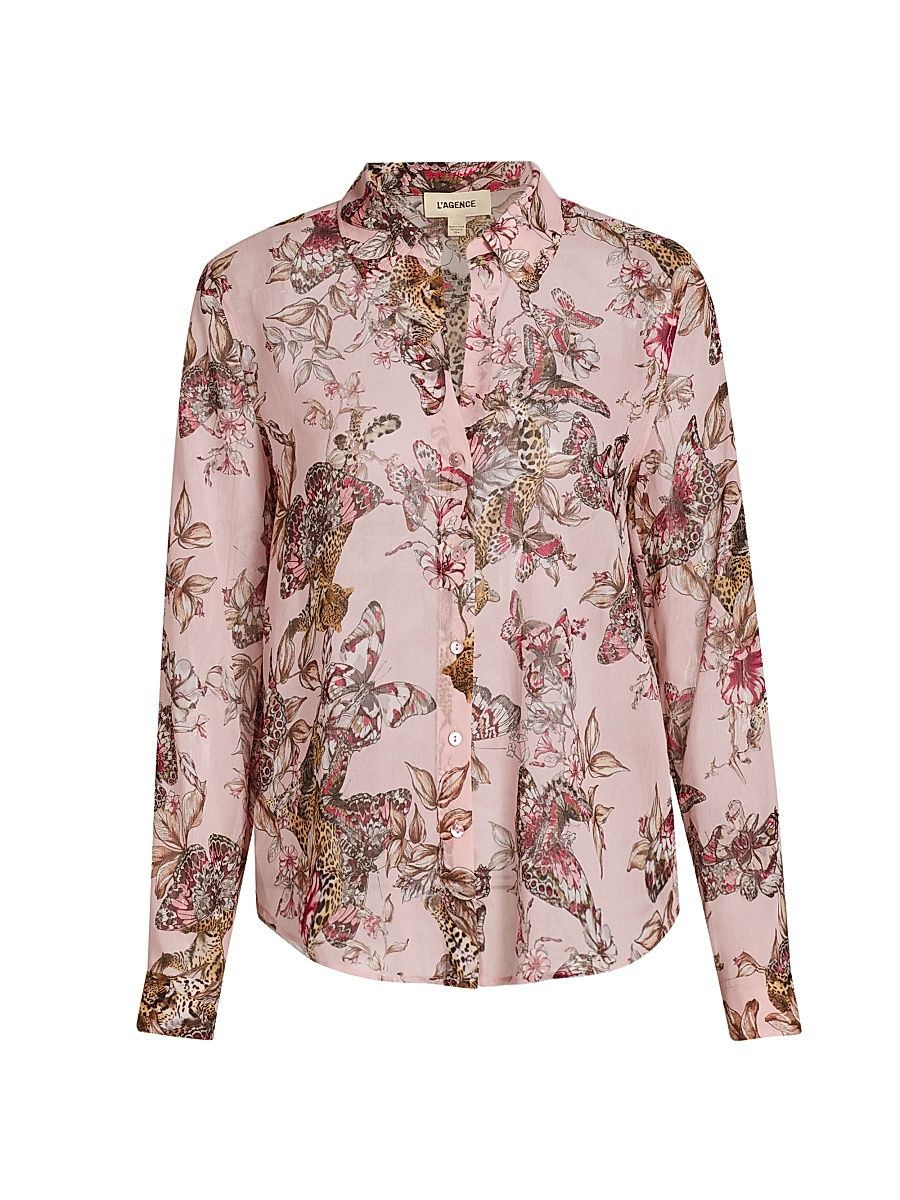 Women's Laurent Floral Blouse - Light Nectar Pink Butterfly - Size XL