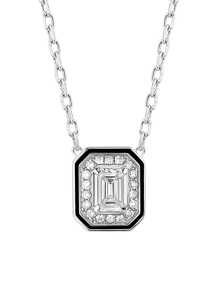 Women's Vendôme Liseré 18K White Gold, 0.41 TCW Diamond & Lacquer Pendant Necklace - Diamond