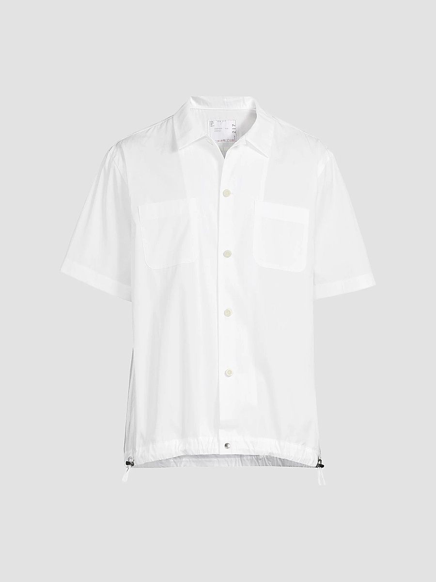 Men's Cotton Button-Front Shirt - Off White - Size XL