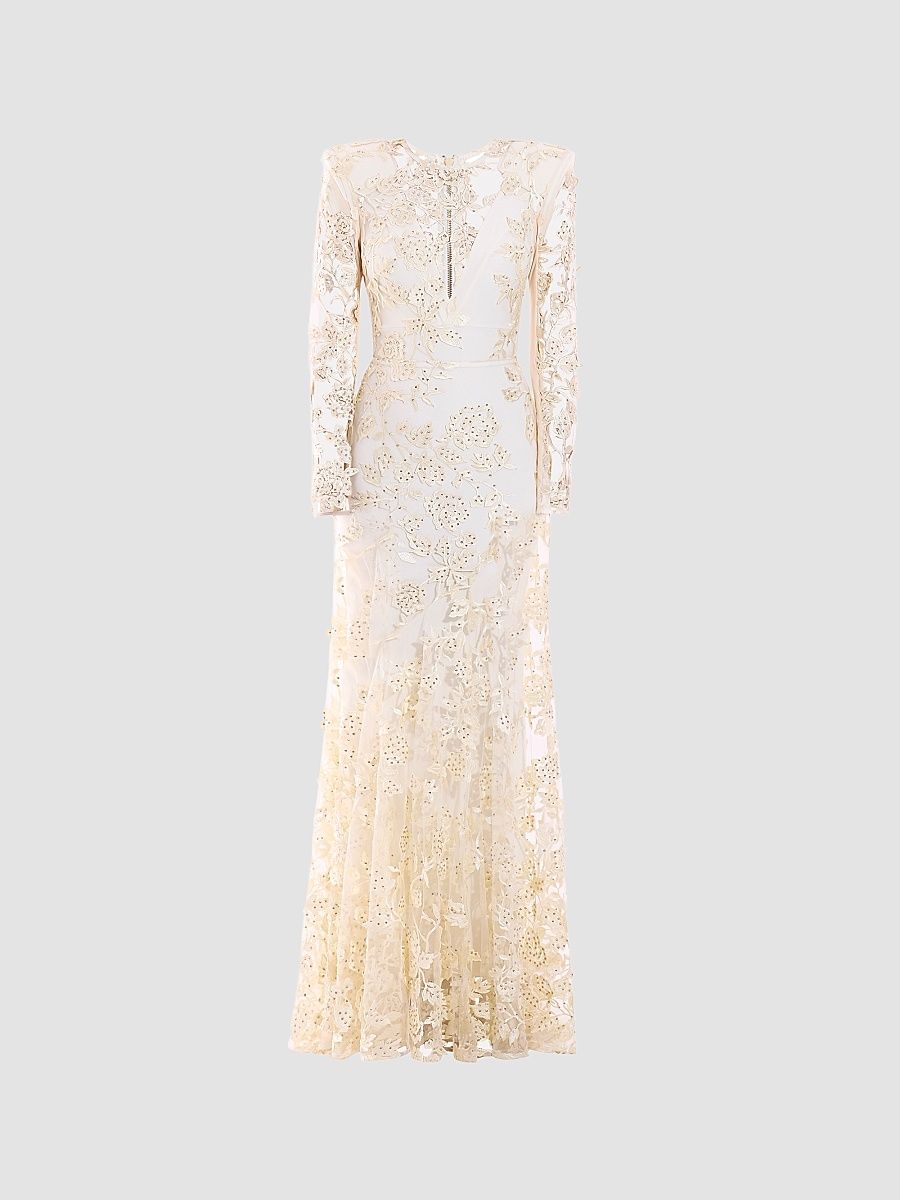 Women's Poetry Remains Sequin-Embellished Mermaid Gown - Ivory - Size 0