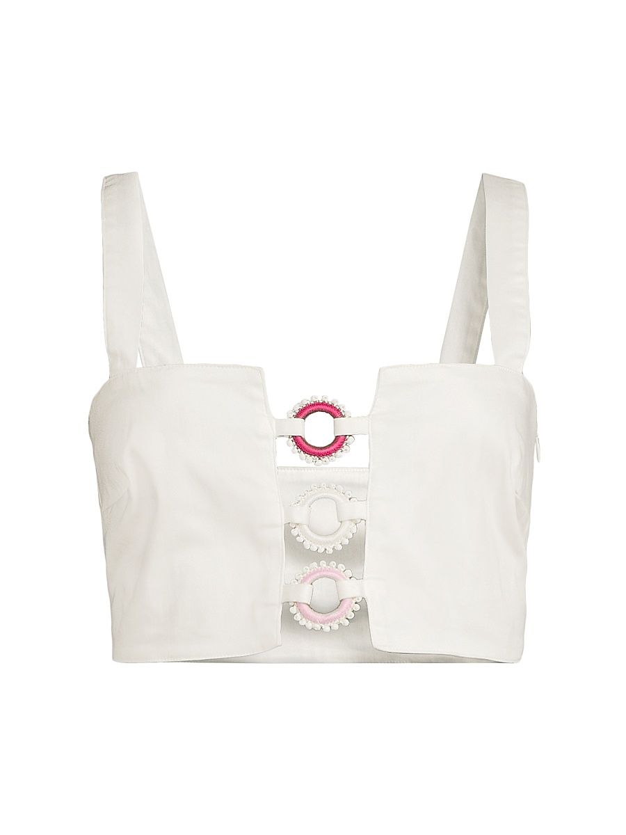 Women's Palma Cut-Out Cropped Top - Pink - Size Large