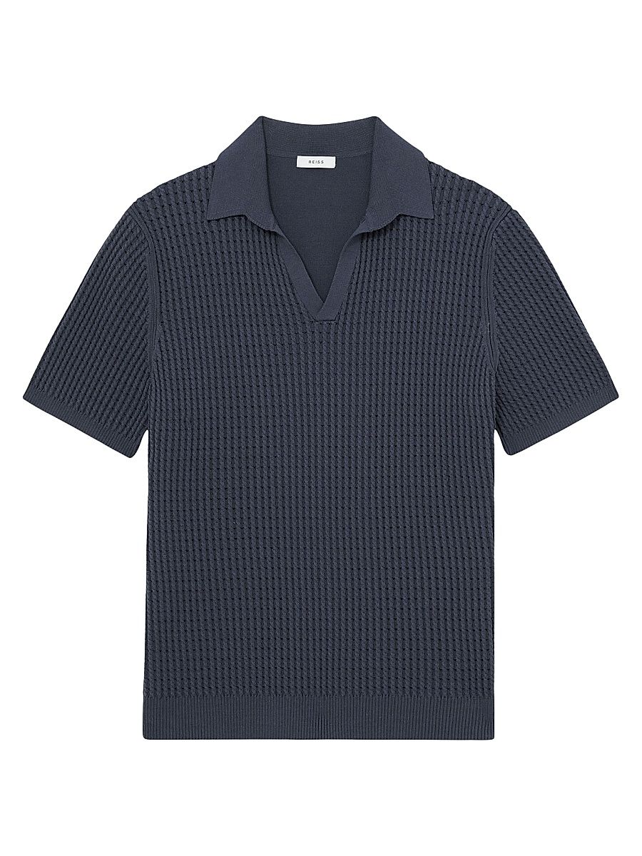 Men's Merit Waffle Johnny Polo Shirt - Dark Airforce Blue - Size XXL
