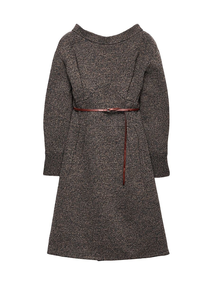 Women's Mouliné Wool Dress - Grey - Size 8