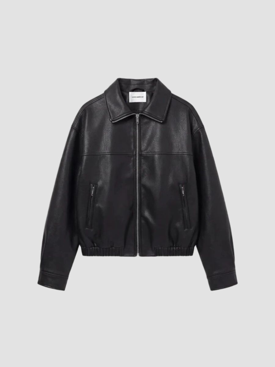 Good American Women's The Better Than Leather Funnel Jacket - Black - Size XS