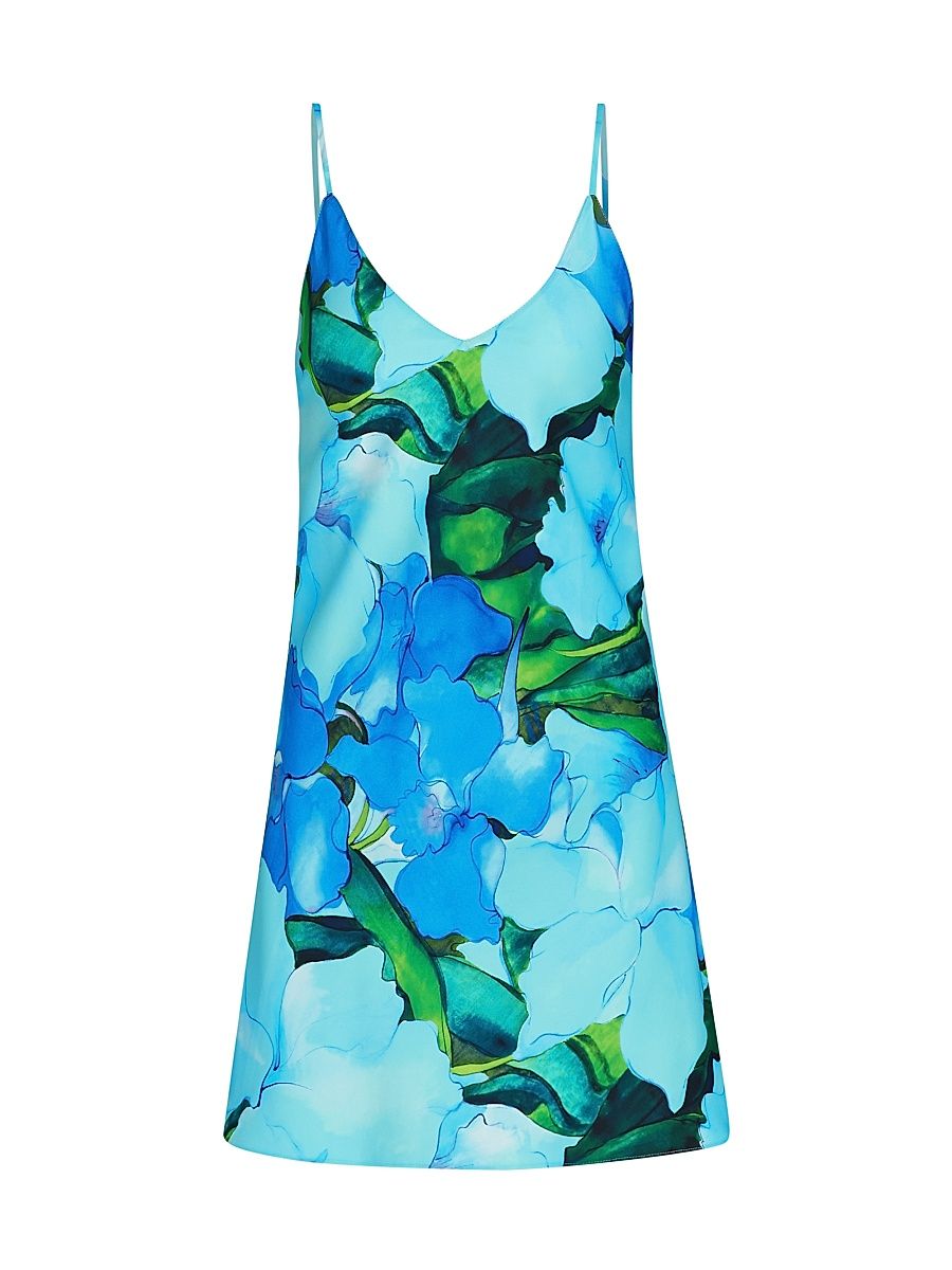 Women's Isla Floral Charmeuse Chemise - Blue - Size XL