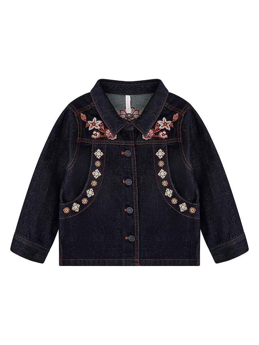 Little Girl's & Girl's Aster Embroidered Denim Jacket - Horizon - Size 12