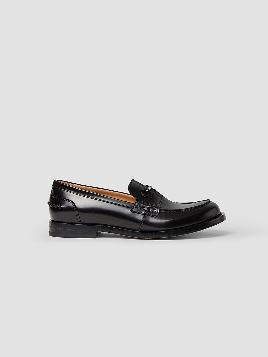 Men's Logo Leather Loafers - Nero - Size 7