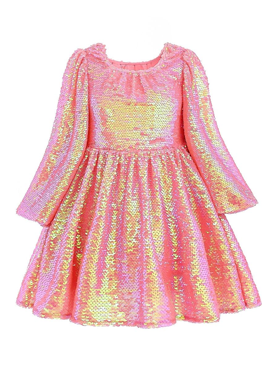 Little Girl's & Girl's Iridescent Sequin Dress - Pink Multicolor - Size 2