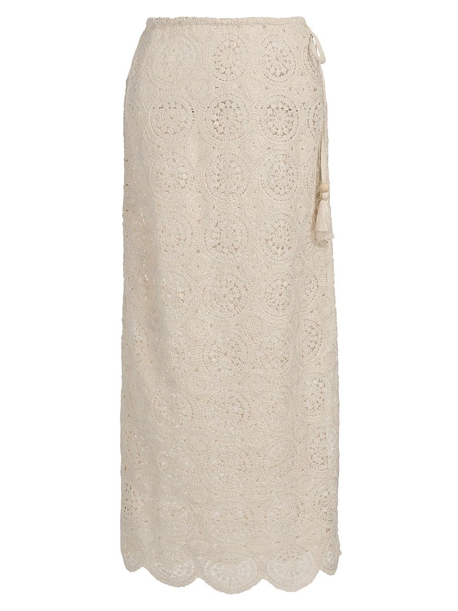 Women's Karina Crochet Cover-Up Skirt - Neutral Foil Crochet - Size XL