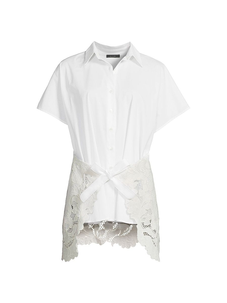 Women's Kumo Appliqué Lace Wrap Shirt - White - Size XL
