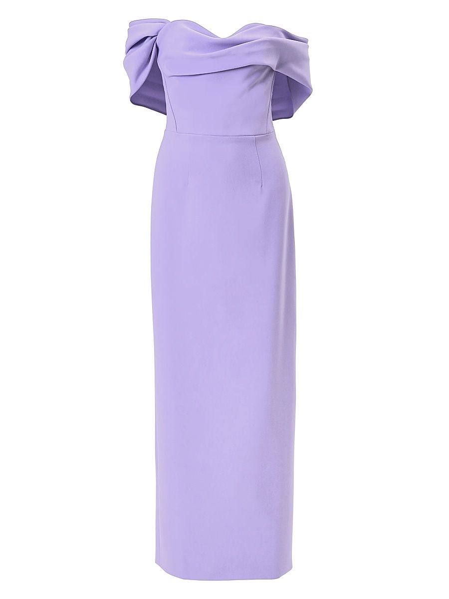 Women's Draped Off-the-Shoulder Column Gown - Violeta - Size 16