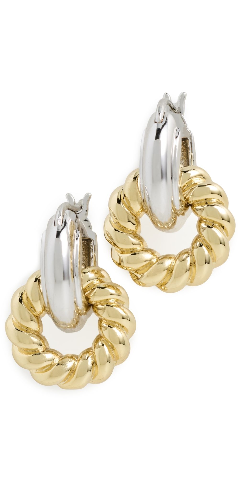 Luv Aj The Two-Tone Rope Interlock Hoop Earrings Silver One Size