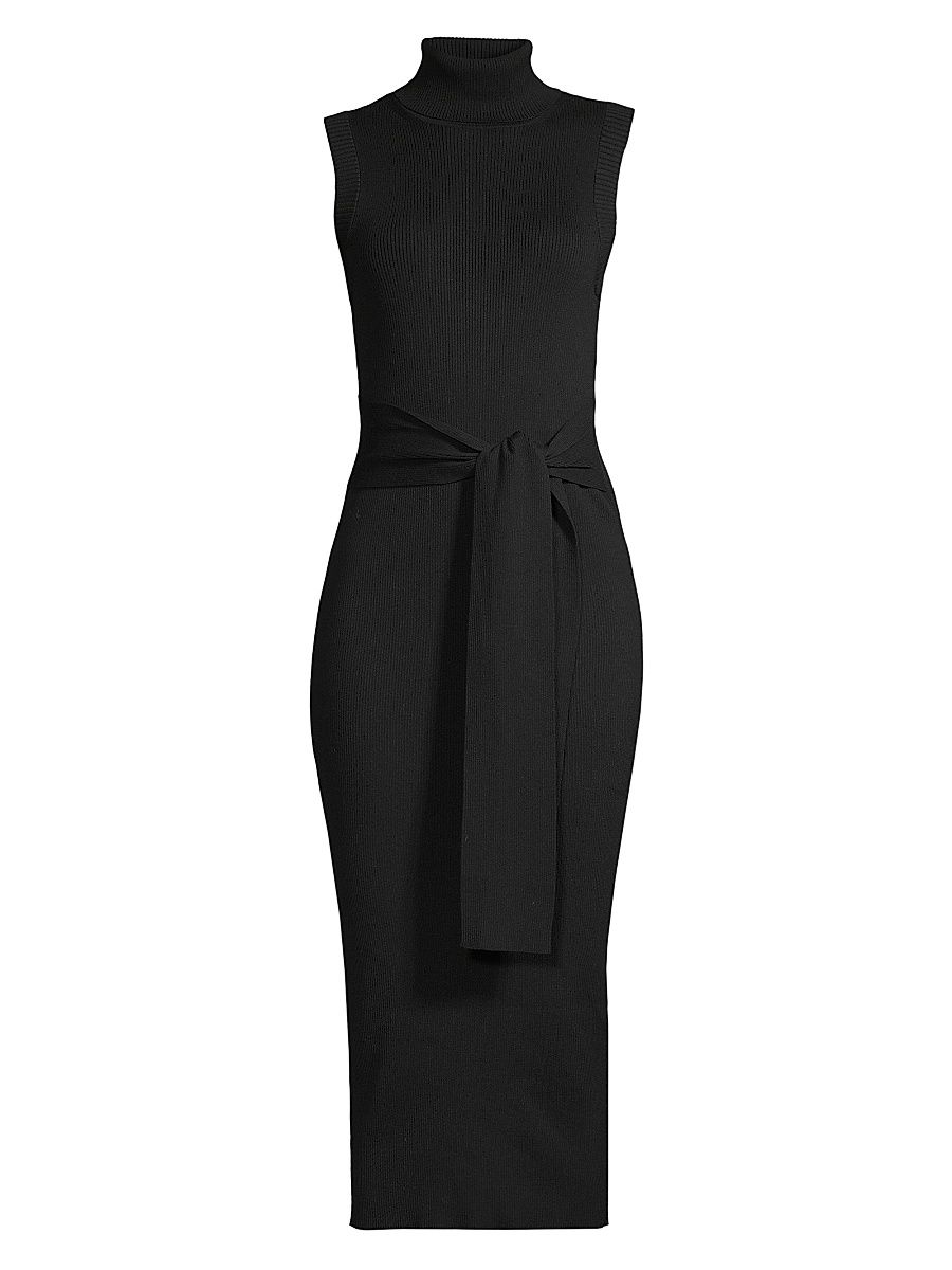 Women's Rowan Tie-Waist Knit Midi Dress - Jet - Size Medium
