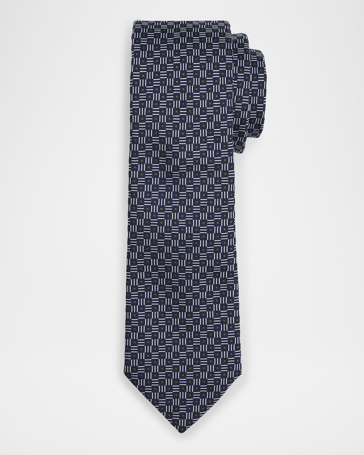 Men & apos;s Micro-Geometric Square Silk Tie